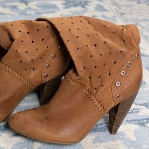 Guess Suede Perforated Heeled Boots
